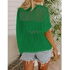 Zeagoo Short Sleeve Crochet Sweater Lightweight Summer Tops Beach Cover Ups(Green)