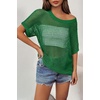 Zeagoo Short Sleeve Crochet Sweater Lightweight Summer Tops Beach Cover Ups(Green)