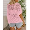 Zeagoo Short Sleeve Crochet Sweater Lightweight Summer Tops Beach Cover Ups(Light Pink)