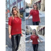 Zeagoo Short Sleeve Crochet Sweater Lightweight Summer Tops Beach Cover Ups(Red)