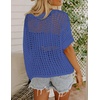 Zeagoo Short Sleeve Crochet Sweater Lightweight Summer Tops Beach Cover Ups(Sky Blue)