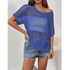 Zeagoo Short Sleeve Crochet Sweater Lightweight Summer Tops Beach Cover Ups(Sky Blue)