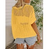 Zeagoo Short Sleeve Crochet Sweater Lightweight Summer Tops Beach Cover Ups(Yellow)