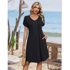Zeagoo Summer Dresses for Women Casual A Line Dress 2026 V Neck Short Dresses Floral Sundress Pleated Boho Dress(A-black)