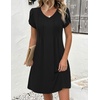 Zeagoo Summer Dresses for Women Casual A Line Dress 2026 V Neck Short Dresses Floral Sundress Pleated Boho Dress(A-black)