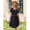 Zeagoo Summer Dresses for Women Casual A Line Dress 2026 V Neck Short Dresses Floral Sundress Pleated Boho Dress(A-black)
