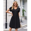 Zeagoo Summer Dresses for Women Casual A Line Dress 2026 V Neck Short Dresses Floral Sundress Pleated Boho Dress(A-black)