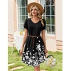 Zeagoo Summer Dresses for Women Casual A Line Dress 2026 V Neck Short Dresses Floral Sundress Pleated Boho Dress(Black Floral 01)