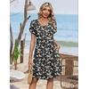 Zeagoo Summer Dresses for Women Casual A Line Dress 2026 V Neck Short Dresses Floral Sundress Pleated Boho Dress(Black Floral 03)