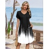 Zeagoo Summer Dresses for Women Casual A Line Dress 2026 V Neck Short Dresses Floral Sundress Pleated Boho Dress(Black+white)
