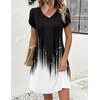 Zeagoo Summer Dresses for Women Casual A Line Dress 2026 V Neck Short Dresses Floral Sundress Pleated Boho Dress(Black+white)