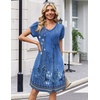 Zeagoo Summer Dresses for Women Casual A Line Dress 2026 V Neck Short Dresses Floral Sundress Pleated Boho Dress(Blue Floral B)