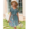 Zeagoo Summer Dresses for Women Casual A Line Dress 2026 V Neck Short Dresses Floral Sundress Pleated Boho Dress(Blue Green 02)