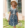 Zeagoo Summer Dresses for Women Casual A Line Dress 2026 V Neck Short Dresses Floral Sundress Pleated Boho Dress(Boho Blue Print)