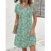 Zeagoo Summer Dresses for Women Casual A Line Dress 2026 V Neck Short Dresses Floral Sundress Pleated Boho Dress(Green Floral 02)