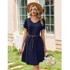 Zeagoo Summer Dresses for Women Casual A Line Dress 2026 V Neck Short Dresses Floral Sundress Pleated Boho Dress(Navy Blue)