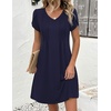 Zeagoo Summer Dresses for Women Casual A Line Dress 2026 V Neck Short Dresses Floral Sundress Pleated Boho Dress(Navy Blue)