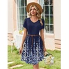 Zeagoo Summer Dresses for Women Casual A Line Dress 2026 V Neck Short Dresses Floral Sundress Pleated Boho Dress(Navy Floral 01)