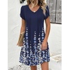 Zeagoo Summer Dresses for Women Casual A Line Dress 2026 V Neck Short Dresses Floral Sundress Pleated Boho Dress(Navy Floral 01)