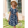 Zeagoo Summer Dresses for Women Casual A Line Dress 2026 V Neck Short Dresses Floral Sundress Pleated Boho Dress(Navy Floral 02)