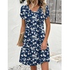 Zeagoo Summer Dresses for Women Casual A Line Dress 2026 V Neck Short Dresses Floral Sundress Pleated Boho Dress(Navy Floral 02)