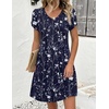 Zeagoo Summer Dresses for Women Casual A Line Dress 2026 V Neck Short Dresses Floral Sundress Pleated Boho Dress(Navy Floral 03)