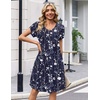 Zeagoo Summer Dresses for Women Casual A Line Dress 2026 V Neck Short Dresses Floral Sundress Pleated Boho Dress(Navy Floral 03)