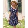 Zeagoo Summer Dresses for Women Casual A Line Dress 2026 V Neck Short Dresses Floral Sundress Pleated Boho Dress(Navy Floral 03)