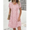 Zeagoo Summer Dresses for Women Casual A Line Dress 2026 V Neck Short Dresses Floral Sundress Pleated Boho Dress(Pink Dot)