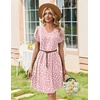Zeagoo Summer Dresses for Women Casual A Line Dress 2026 V Neck Short Dresses Floral Sundress Pleated Boho Dress(Pink Dot)
