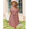 Zeagoo Summer Dresses for Women Casual A Line Dress 2026 V Neck Short Dresses Floral Sundress Pleated Boho Dress(Red Floral)