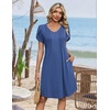 Zeagoo Summer Dresses for Women Casual A Line Dress 2026 V Neck Short Dresses Floral Sundress Pleated Boho Dress(Solid Blue)