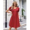 Zeagoo Summer Dresses for Women Casual A Line Dress 2026 V Neck Short Dresses Floral Sundress Pleated Boho Dress(Solid Red)