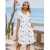 Zeagoo Summer Dresses for Women Casual A Line Dress 2026 V Neck Short Dresses Floral Sundress Pleated Boho Dress(White Floral)