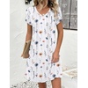 Zeagoo Summer Dresses for Women Casual A Line Dress 2026 V Neck Short Dresses Floral Sundress Pleated Boho Dress(White Floral)