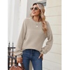 Zeagoo Sweaters for Women Cotton Loose Fit Chunky Knit Casual Fall Outfits(Beige)