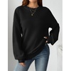 Zeagoo Sweaters for Women Cotton Loose Fit Chunky Knit Casual Fall Outfits(Black)