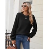 Zeagoo Sweaters for Women Cotton Loose Fit Chunky Knit Casual Fall Outfits(Black)