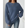 Zeagoo Sweaters for Women Cotton Loose Fit Chunky Knit Casual Fall Outfits(Blue)