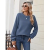Zeagoo Sweaters for Women Cotton Loose Fit Chunky Knit Casual Fall Outfits(Blue)