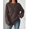 Zeagoo Sweaters for Women Cotton Loose Fit Chunky Knit Casual Fall Outfits(Brown)