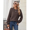 Zeagoo Sweaters for Women Cotton Loose Fit Chunky Knit Casual Fall Outfits(Brown)