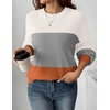 Zeagoo Sweaters for Women Cotton Loose Fit Chunky Knit Casual Fall Outfits(Colorblock 278)