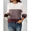 Zeagoo Sweaters for Women Cotton Loose Fit Chunky Knit Casual Fall Outfits(Colorblock 284)