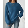 Zeagoo Sweaters for Women Cotton Loose Fit Chunky Knit Casual Fall Outfits(Lake Blue)
