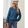 Zeagoo Sweaters for Women Cotton Loose Fit Chunky Knit Casual Fall Outfits(Lake Blue)