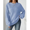 Zeagoo Sweaters for Women Cotton Loose Fit Chunky Knit Casual Fall Outfits(Light Blue)