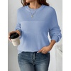 Zeagoo Sweaters for Women Cotton Loose Fit Chunky Knit Casual Fall Outfits(Light Blue)