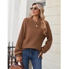 Zeagoo Sweaters for Women Cotton Loose Fit Chunky Knit Casual Fall Outfits(Light Brown)
