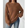 Zeagoo Sweaters for Women Cotton Loose Fit Chunky Knit Casual Fall Outfits(Light Brown)